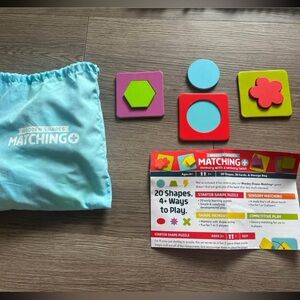 Wooden Shapes Matching Puzzle, Memory w/ a Sensory Twist, COMPLETE w/ Travel Bag